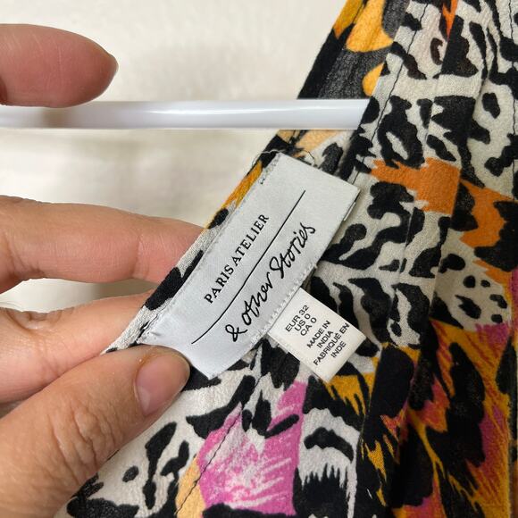 & Other Stories Multicolor Animal Print Mini Dress 0 Sleeveless V-Neck Boho - Picture 3 of 8